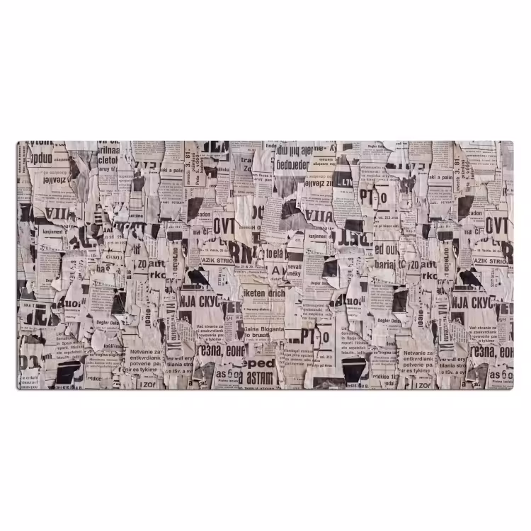 Krant - Gescheurd - Textuur - Abstract - Zwart-wit Muismat XXL klein -3d_leeg