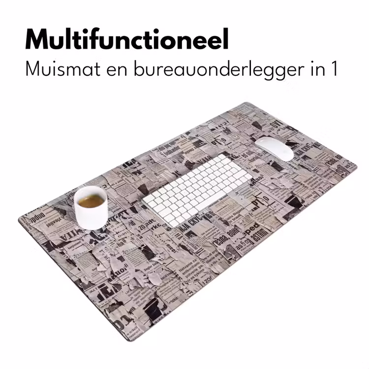 Krant - Gescheurd - Textuur - Abstract - Zwart-wit Muismat XXL klein -sfeer4