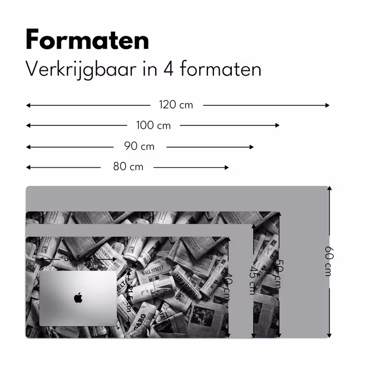 Krant - Stapel - Nieuws - Zwart-wit Muismat XXL klein -sfeer5