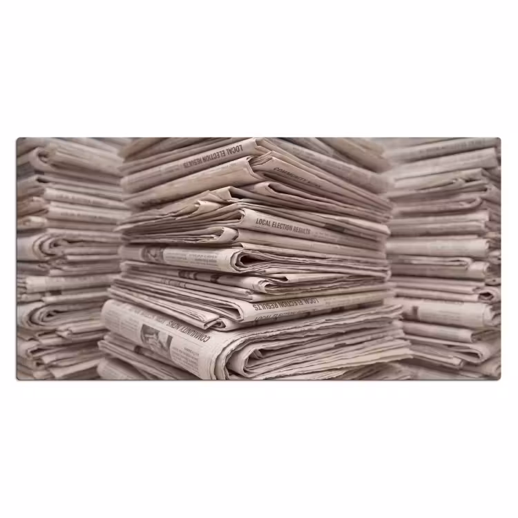 Kranten - Stapel - Nieuws - Vintage - Beige Muismat XXL klein -3d_leeg