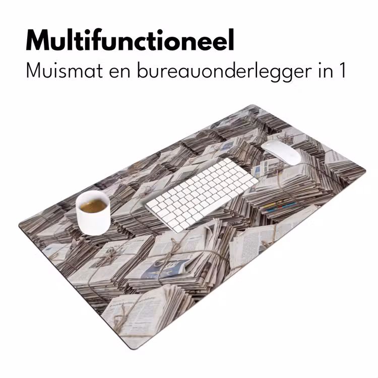 Kranten - Stapels - Touw - Informatie - Vintage Muismat XXL klein -sfeer4