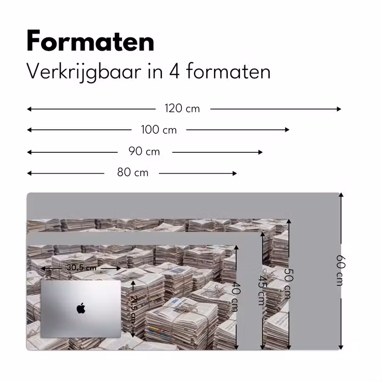 Kranten - Stapels - Touw - Informatie - Vintage Muismat XXL klein -sfeer5