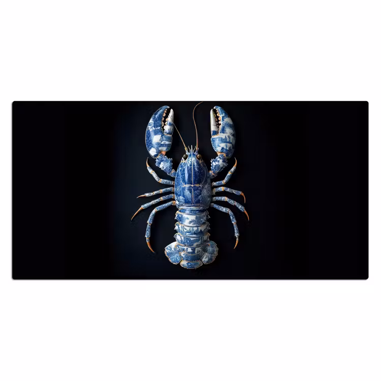 Kreeft - Delftsblauw - Schild - Stoer Muismat XXL klein -3d_leeg