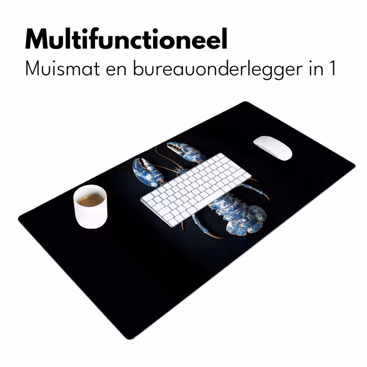 Kreeft - Delftsblauw - Schild - Stoer Muismat XXL klein -sfeer4