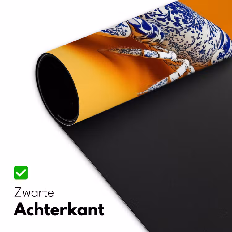 Kreeft - Delftsblauw - Schild - Stoer - Oranje Muismat XXL klein -sfeer2