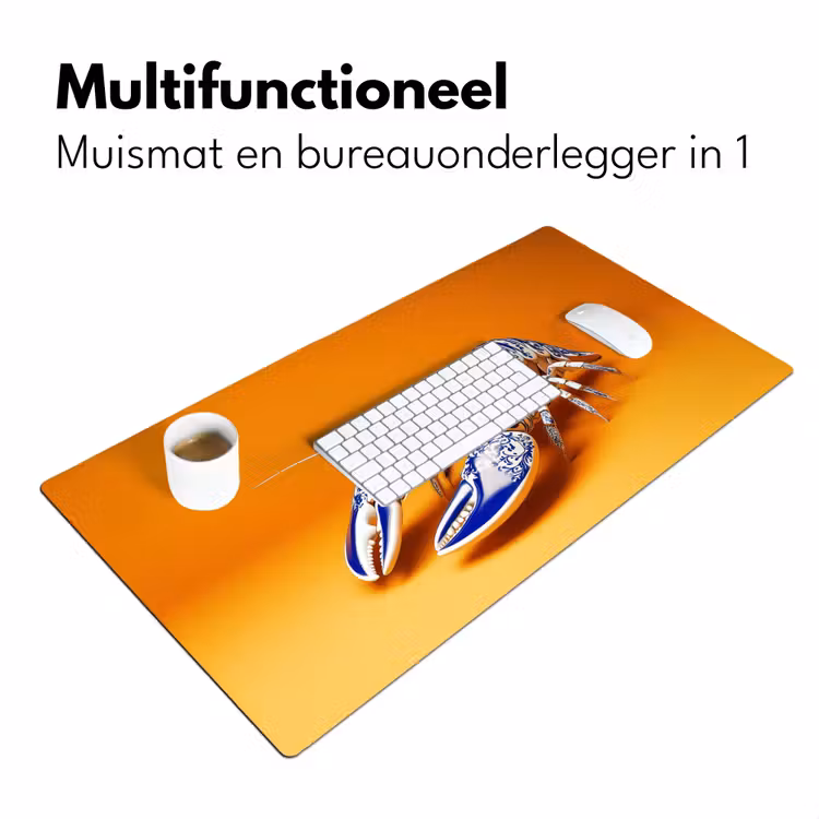Kreeft - Delftsblauw - Schild - Stoer - Oranje Muismat XXL klein -sfeer4
