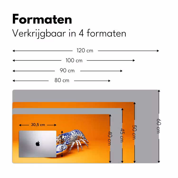 Kreeft - Delftsblauw - Schild - Stoer - Oranje Muismat XXL klein -sfeer5
