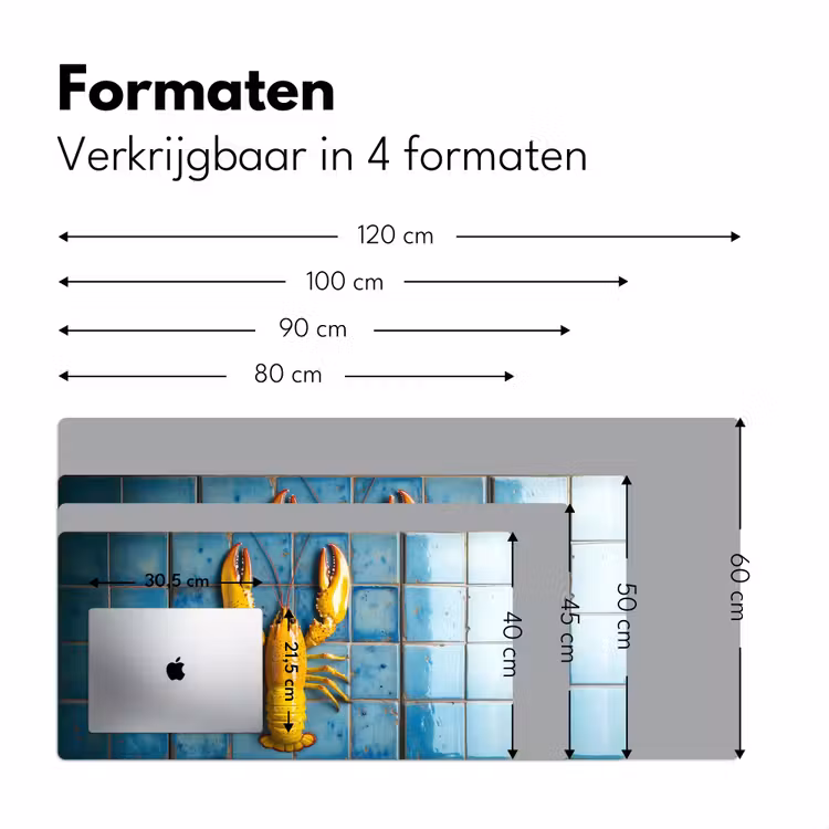 Kreeft - Geel - Blauw - Tegels Muismat XXL klein -sfeer5