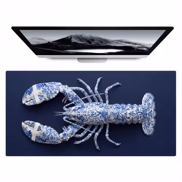 Kreeft - Porselein - Delfts - Blauw Muismat XXL klein -zzz3d