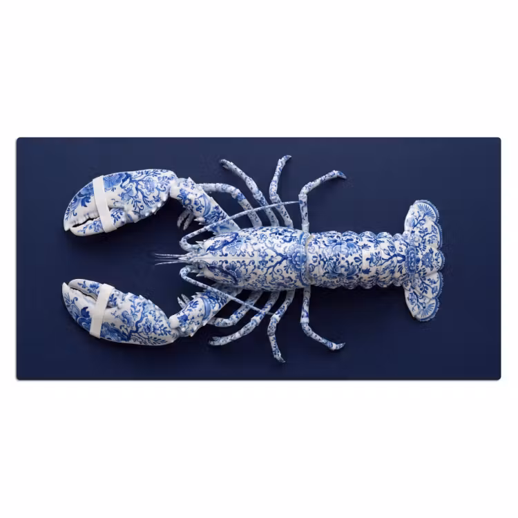Kreeft - Porselein - Delfts - Blauw Muismat XXL klein -3d_leeg