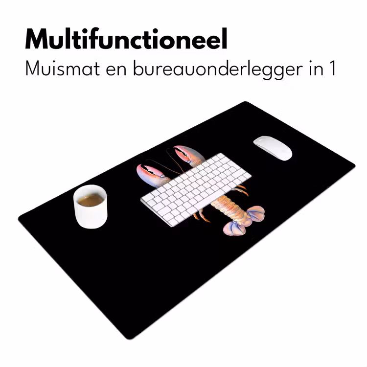 Kreeft - Roze - Zacht - Zwart Muismat XXL klein -sfeer4