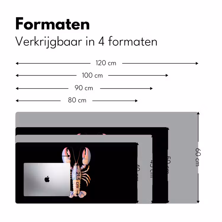 Kreeft - Roze - Zacht - Zwart Muismat XXL klein -sfeer5