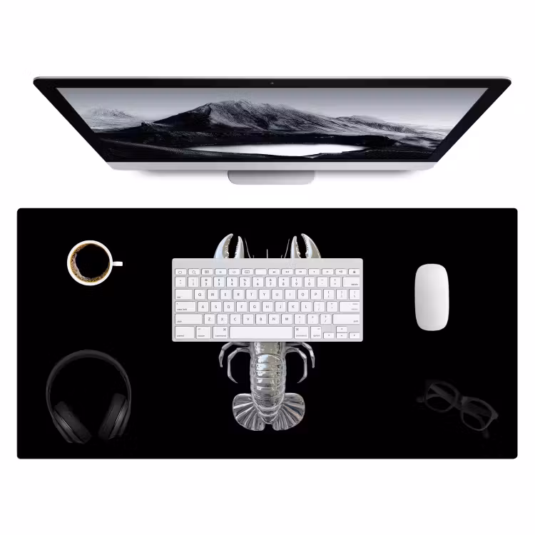Kreeft - Zilver - Metallic - Luxe Muismat XXL klein -3d
