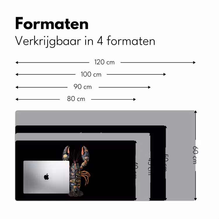 Kreeft - Zwart - Bloemenpatroon - Artistiek Muismat XXL klein -sfeer5