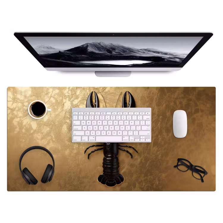Kreeft - Zwart - Goud - Luxe Muismat XXL klein -3d