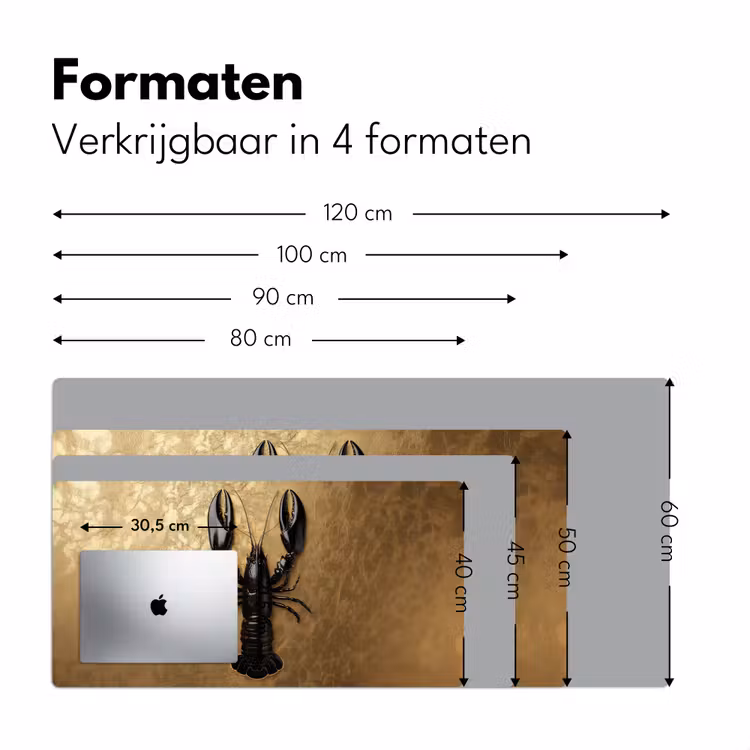 Kreeft - Zwart - Goud - Luxe Muismat XXL klein -sfeer5