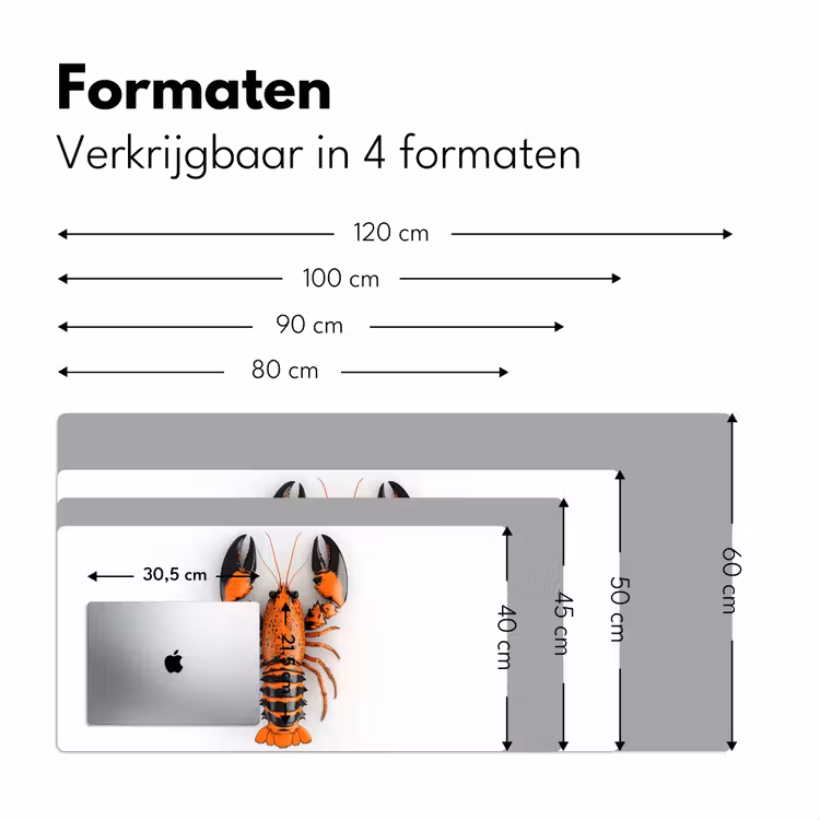 Kreeft - Zwart - Oranje - Wit - Uniek Muismat XXL klein -sfeer5
