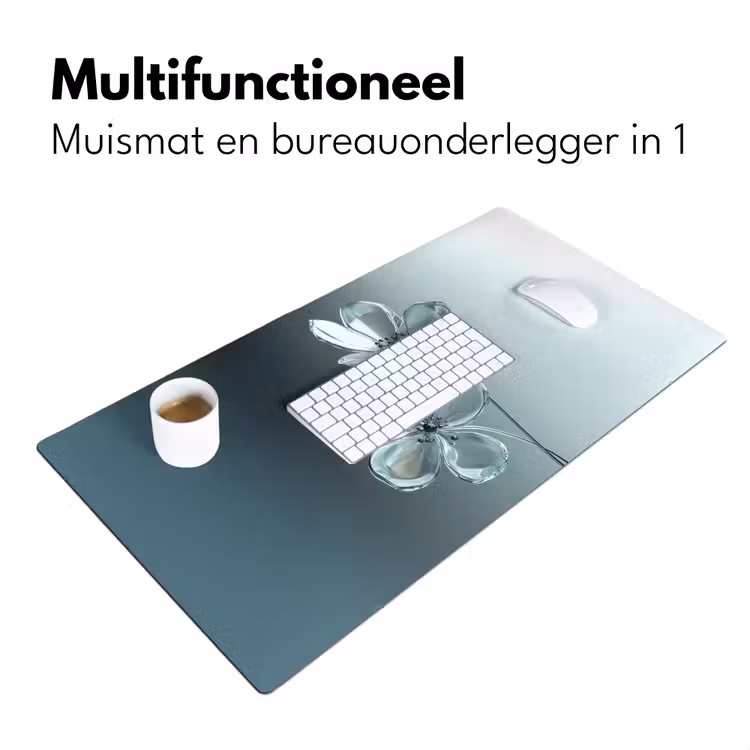 Kristal - Bloemen - Grijs Muismat XXL klein -sfeer4