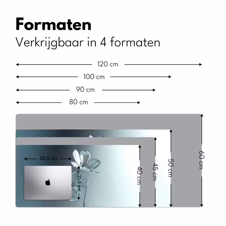 Kristal - Bloemen - Grijs Muismat XXL klein -sfeer5