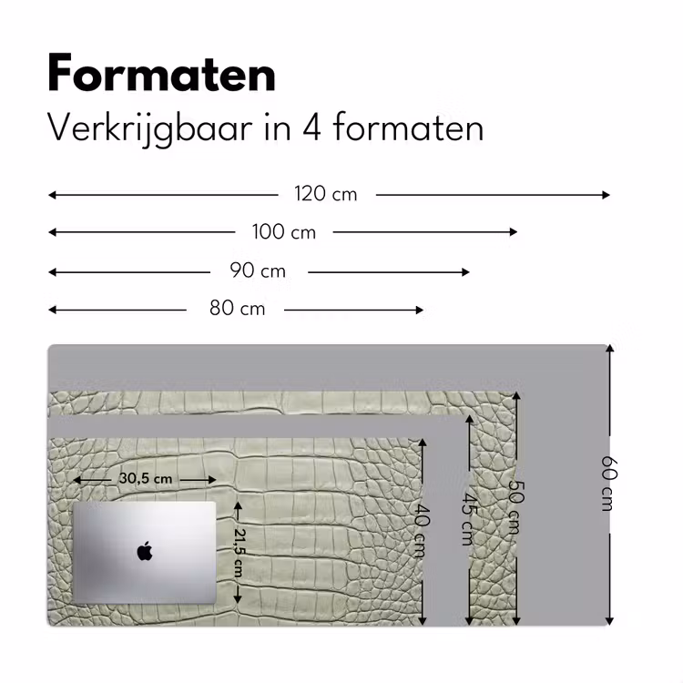 Krokodillenleer - Schubben - Groen Muismat XXL klein -sfeer5