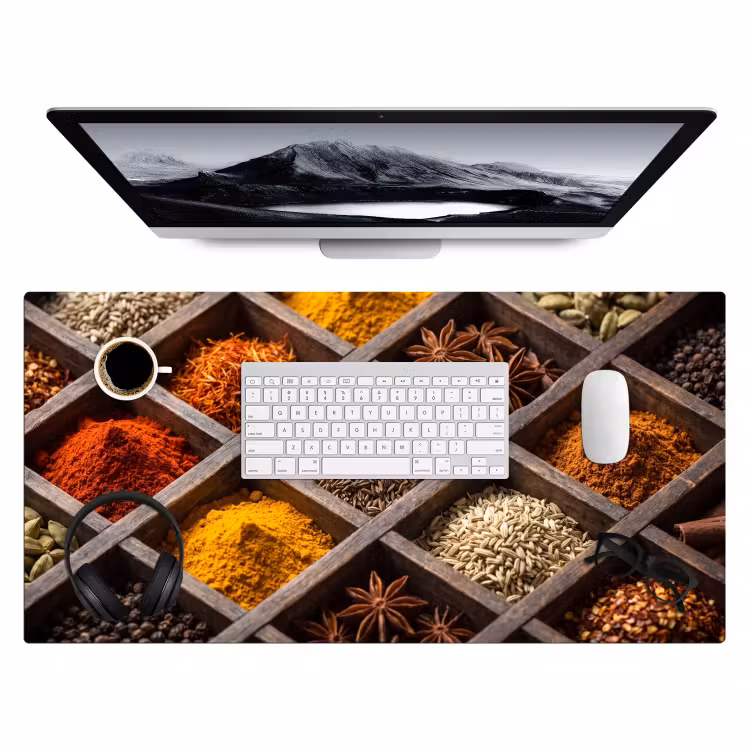 Bureau onderlegger - Kruiden - Houten - Eten - Kruiden - Houten - Eten Muismat XXL klein