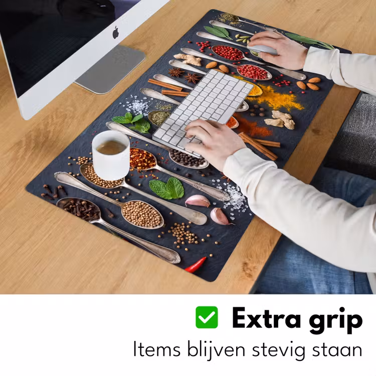 Kruiden - Lepels - Culinair - Kleurrijk - Sfeervol Muismat XXL klein -sfeer3