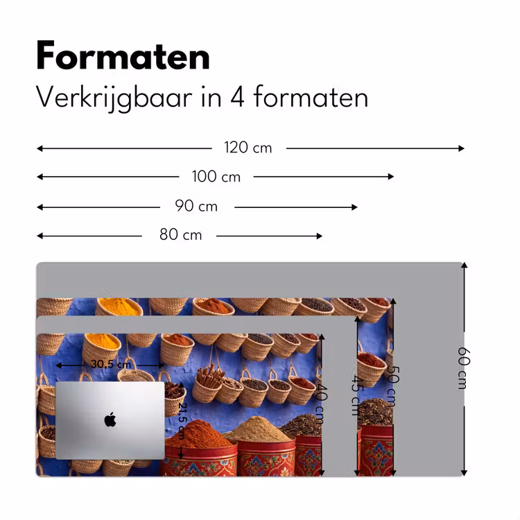 Bureau onderlegger - Kruiden - Manden - Markt - Kruiden - Manden - Markt Muismat XXL klein