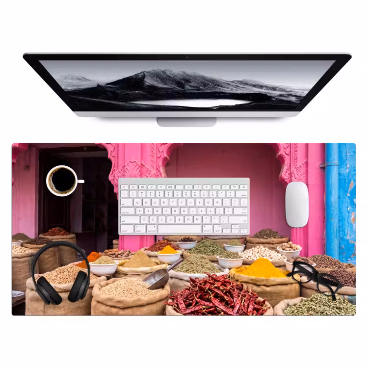 Bureau onderlegger - Kruiden - Markt - Roze - Kruiden - Markt - Roze Muismat XXL klein