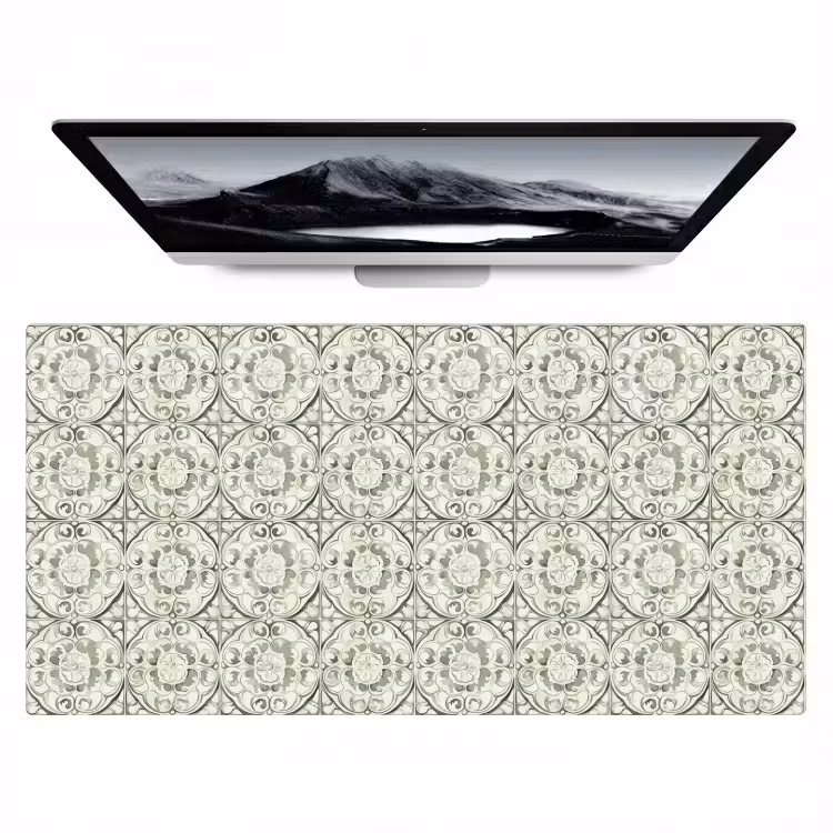 Krulornament - Tegel - Groen Muismat XXL klein 681 -zzz3d