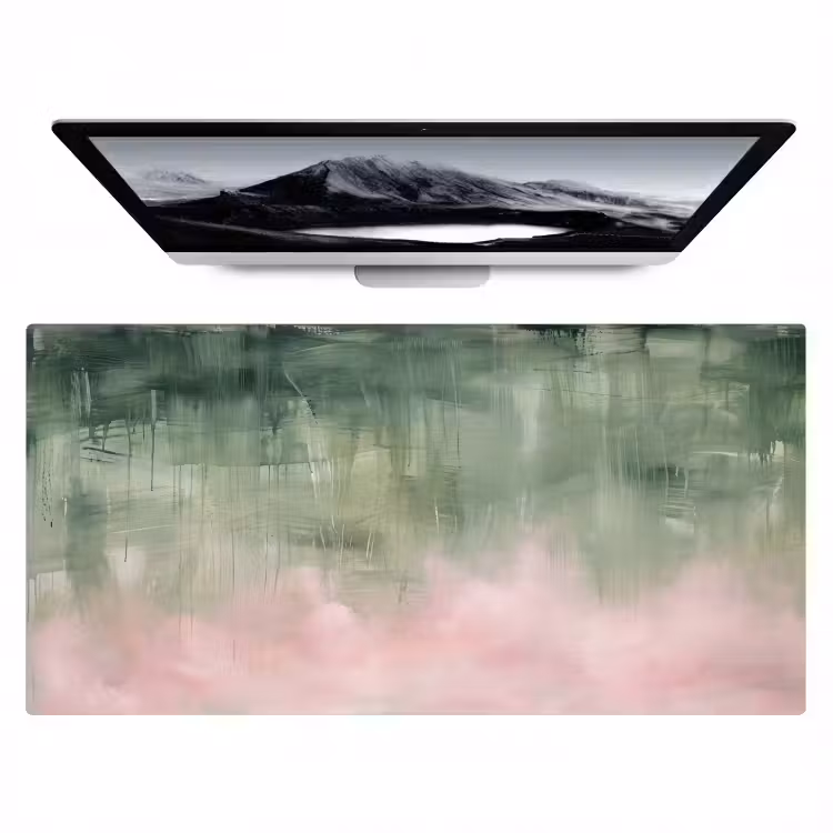 Kunst - Abstract - Modern - Groen - Roze Muismat XXL klein -zzz3d