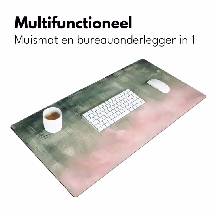 Kunst - Abstract - Modern - Groen - Roze Muismat XXL klein -sfeer4