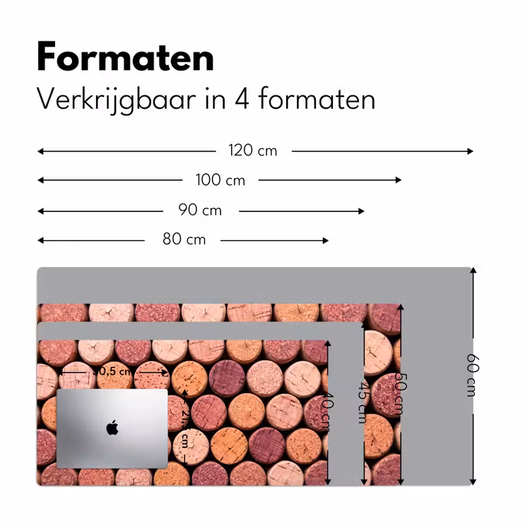 Kurk - Patroon - Abstract - Modern - Rood Muismat XXL klein -sfeer5