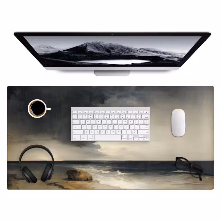 Kust - Golven - Rots - Storm Muismat XXL klein -3d