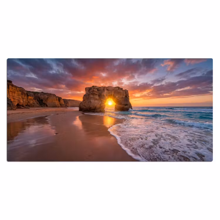 Kust - Rots - Zonsondergang - Zee - Natuur Muismat XXL klein -3d_leeg