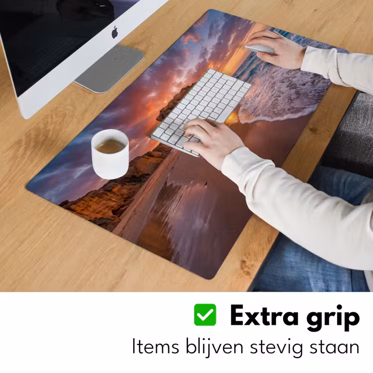 Kust - Rots - Zonsondergang - Zee - Natuur Muismat XXL klein -sfeer3