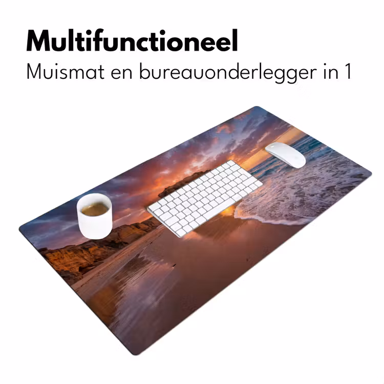 Kust - Rots - Zonsondergang - Zee - Natuur Muismat XXL klein -sfeer4