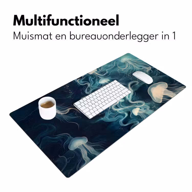 Kwallen - Zee - Wit - Golven Muismat XXL klein -sfeer4