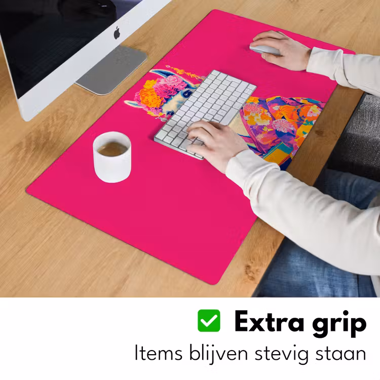 Lama - Kimono - Bloemenkrans - Felroze Muismat XXL klein -sfeer3