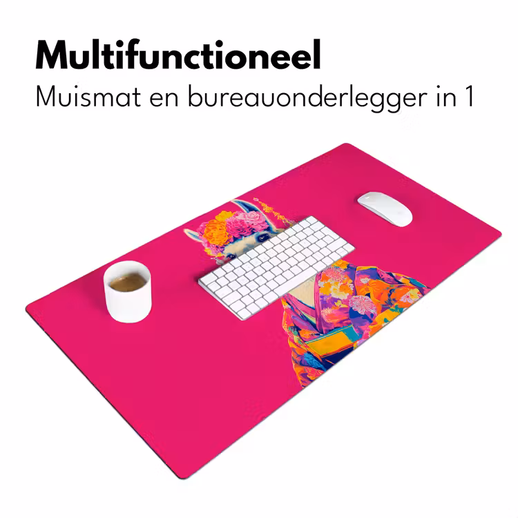 Lama - Kimono - Bloemenkrans - Felroze Muismat XXL klein -sfeer4