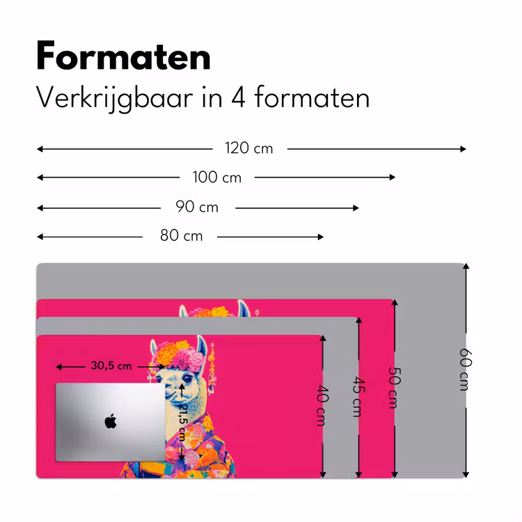 Lama - Kimono - Bloemenkrans - Felroze Muismat XXL klein -sfeer5