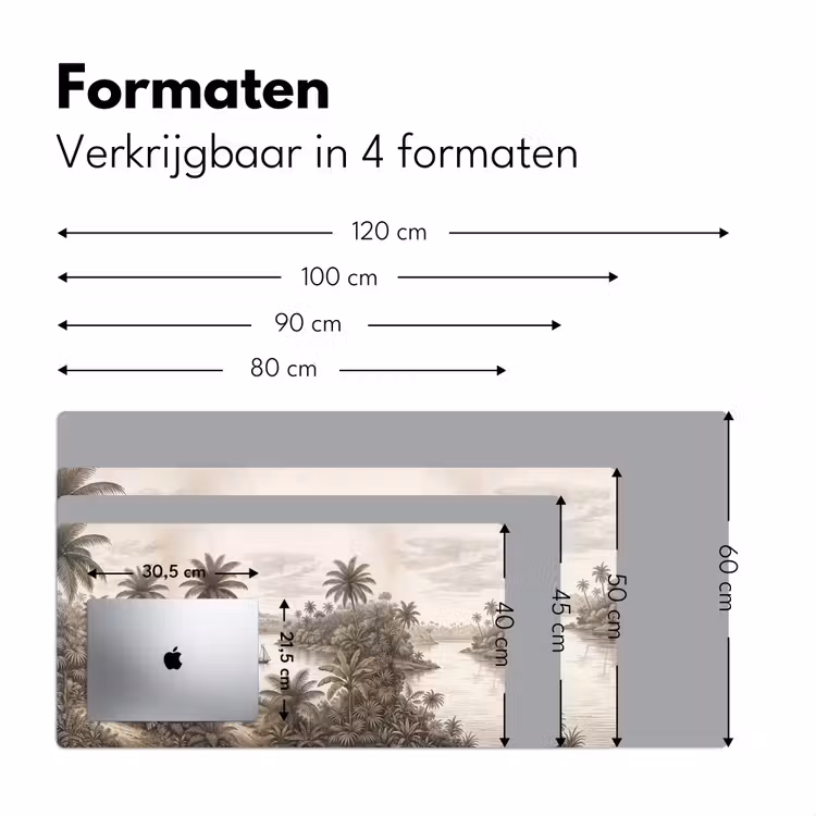 Landschap - Rivier - Boot - Tropisch - Vintage Muismat XXL klein -sfeer5