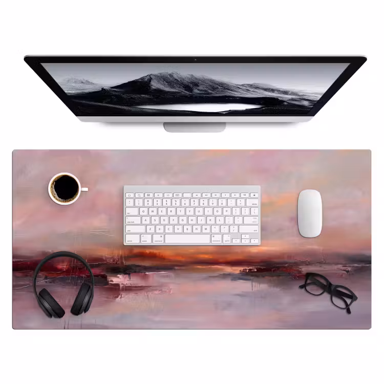 Landschap - Zonsondergang - Abstract - Modern - Roze Muismat XXL klein -3d