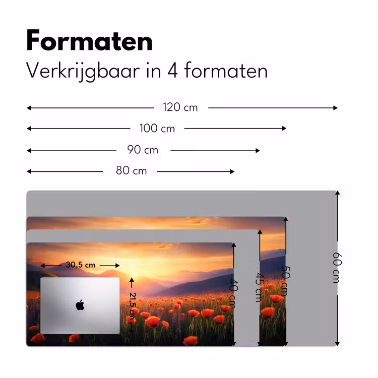 Landschap - Zonsondergang - Bloemenveld Muismat XXL klein -sfeer5