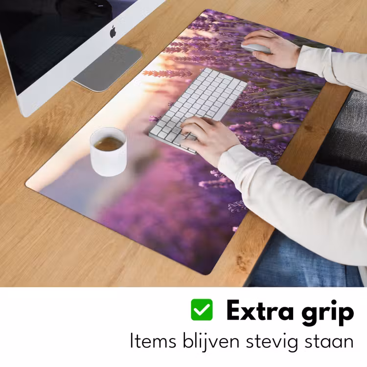 Lavendel - Paars - Zonlicht Muismat XXL klein -sfeer3