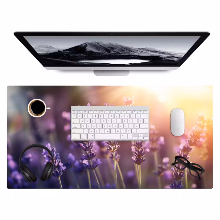 Lavendelbloemen - Paars - Zonlicht Muismat XXL klein -3d