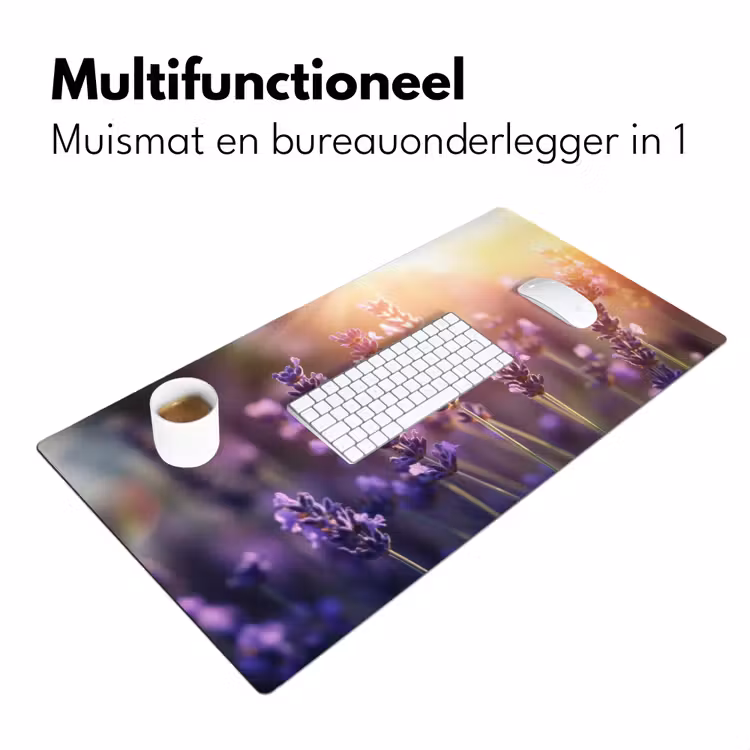 Lavendelbloemen - Paars - Zonlicht Muismat XXL klein -sfeer4
