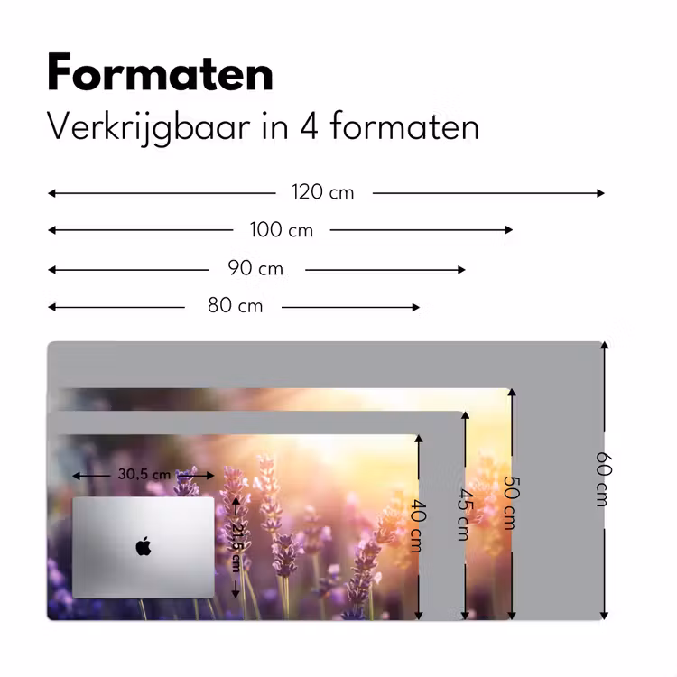 Lavendelbloemen - Paars - Zonlicht Muismat XXL klein -sfeer5