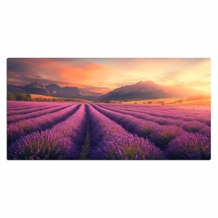 Lavendelveld - Zonsondergang - Paars Muismat XXL klein -3d_leeg