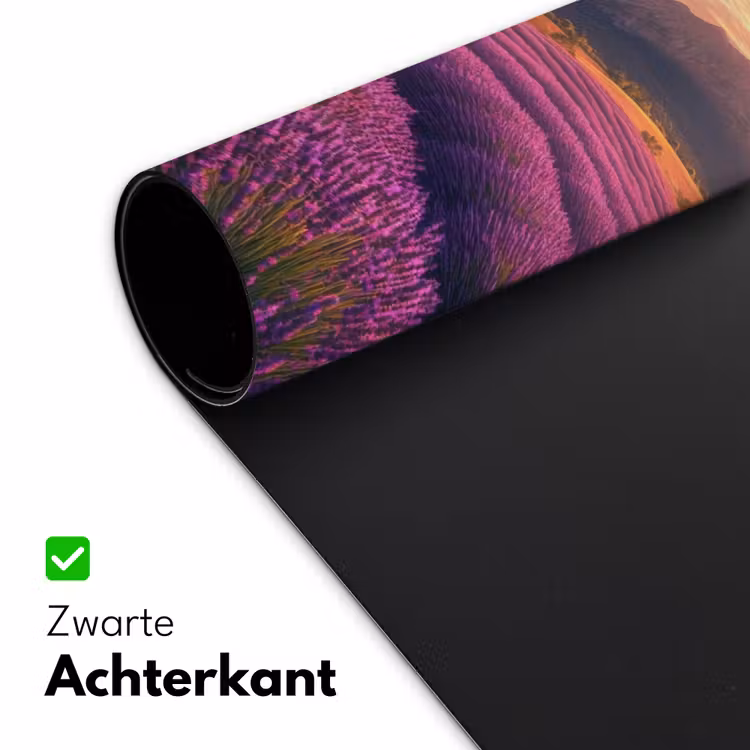 Lavendelveld - Zonsondergang - Paars Muismat XXL klein -sfeer2