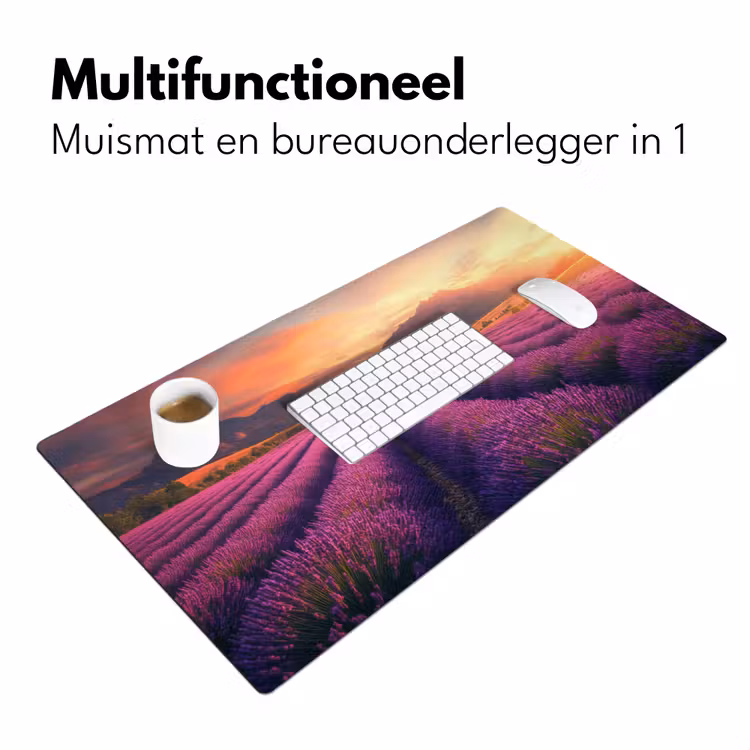 Lavendelveld - Zonsondergang - Paars Muismat XXL klein -sfeer4